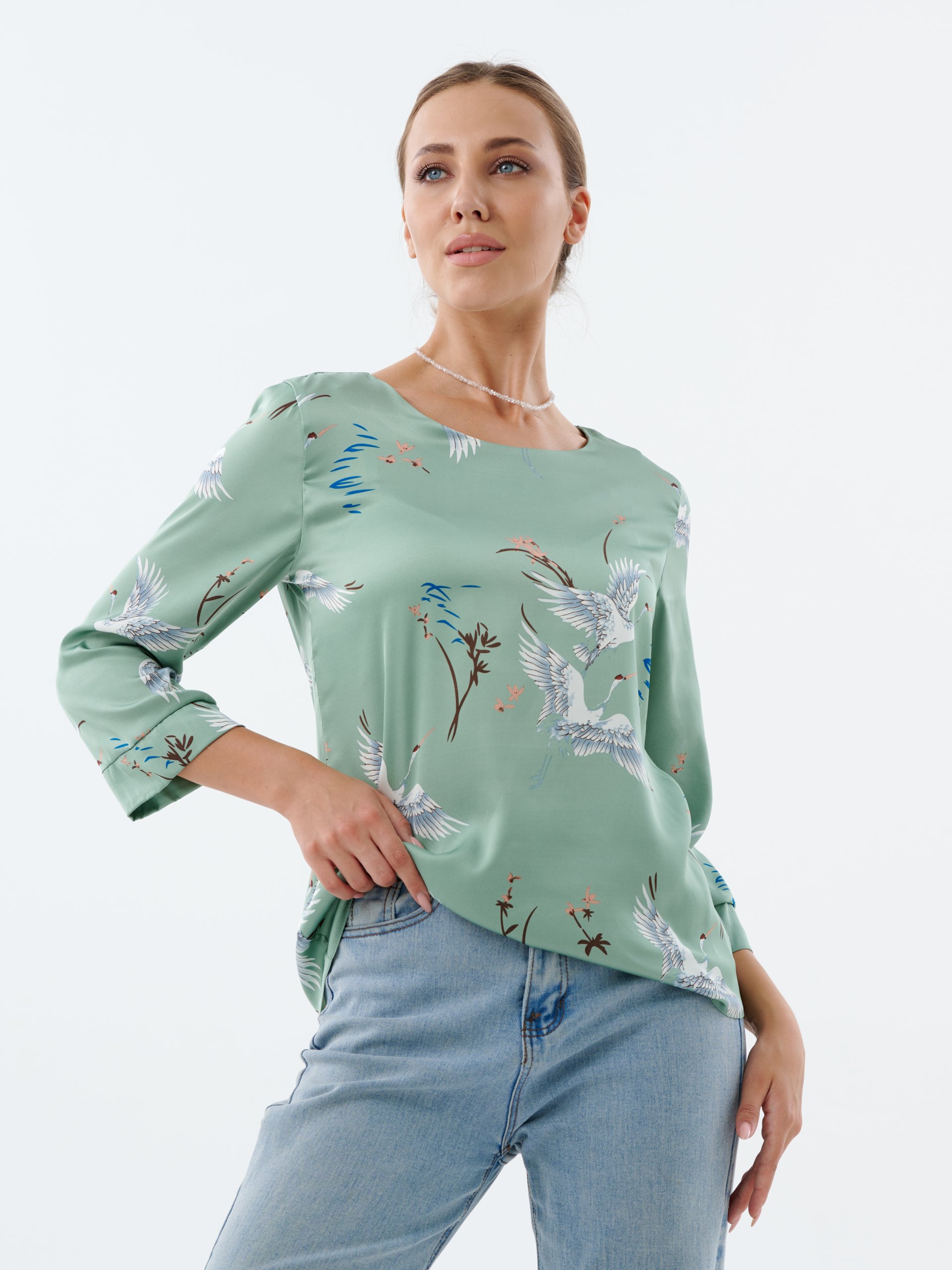 Блузка принтованная мята Блузка принтованная мята