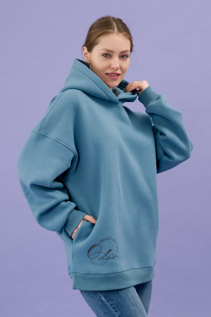 Худи женское теплое индиго Худи женское теплое индиго