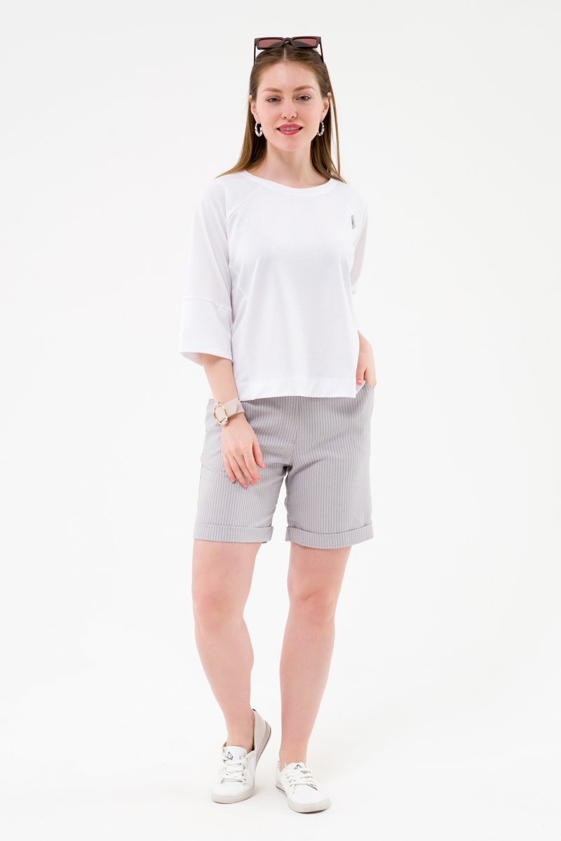 Шорты прямые с манжетами светло серый Шорты прямые с манжетами светло серый