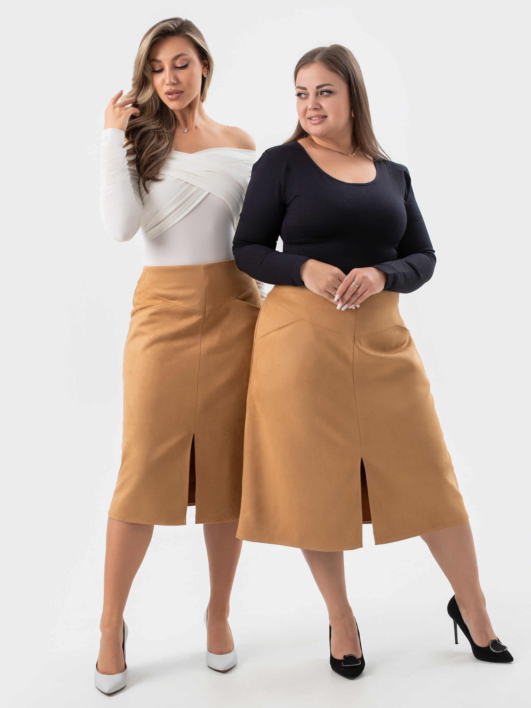 Юбка из замши с карманами горчица Юбка из замши с карманами горчица