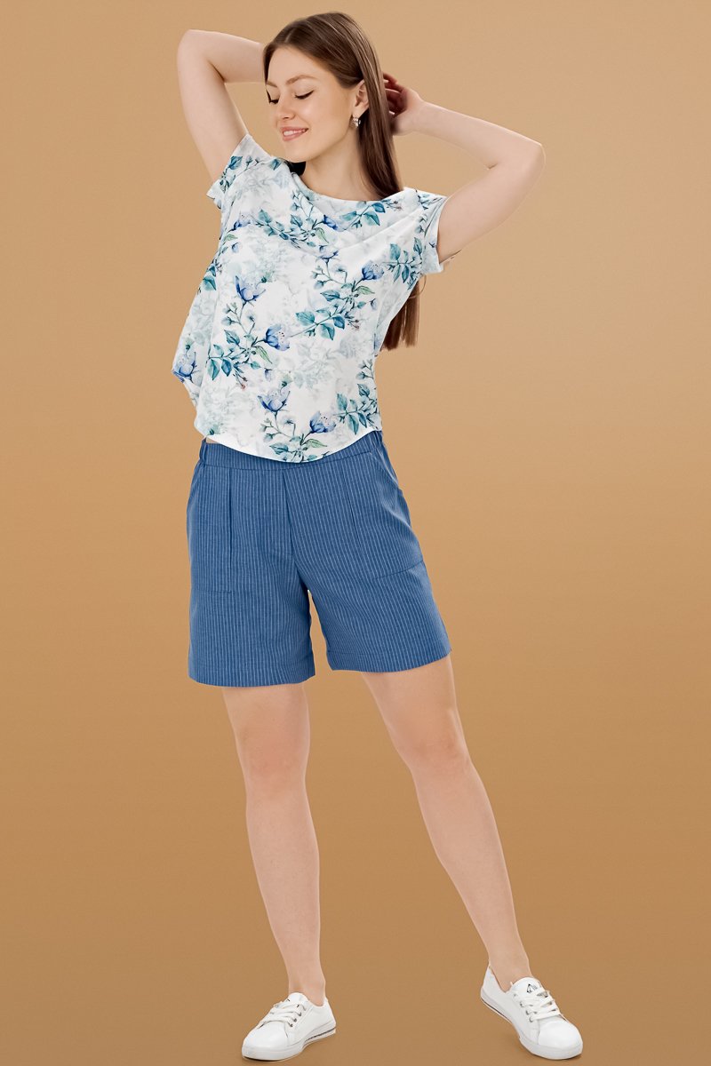 Шорты с эластичным поясом джинсовые Шорты с эластичным поясом джинсовые