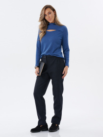 Блузка трикотажная с фигурным вырезом джинсовый Блузка трикотажная с фигурным вырезом джинсовый