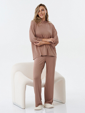 Костюм женский оверсайз трикотажный капучино  Костюм женский оверсайз трикотажный капучино