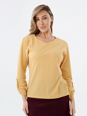 Блузка трикотажная с патами на рукавах желтая Блузка трикотажная с патами на рукавах желтая